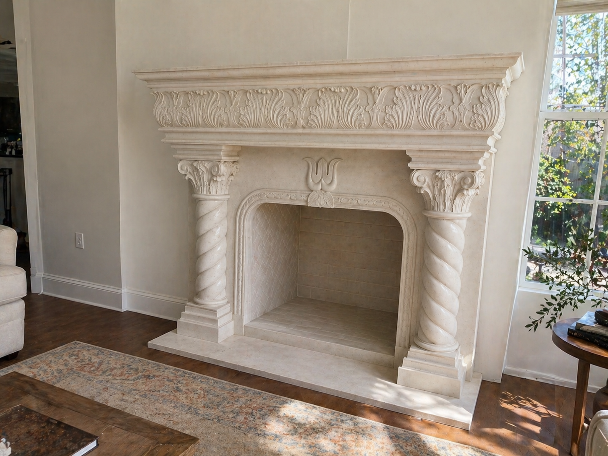 Fireplace after stone repair